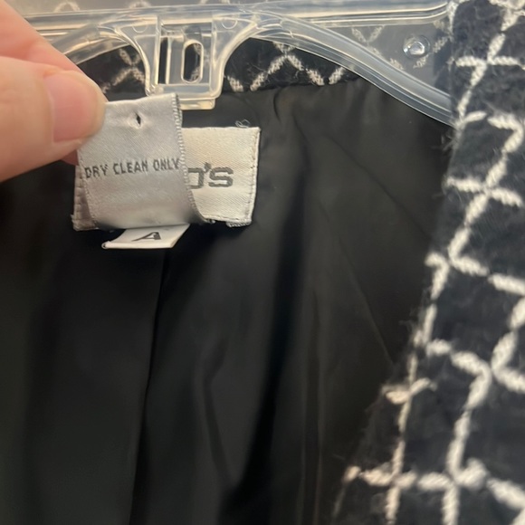 Chico cotton wool navy blazer size 2 black and white diamond design workwear - Picture 15 of 15